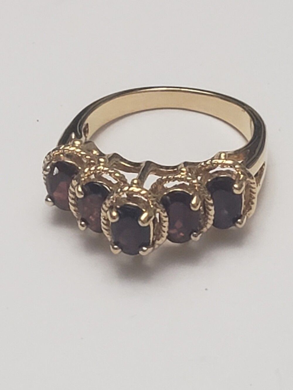 Classic GARNET Goldtone Costume Jewelry Cocktail Ring 6.75